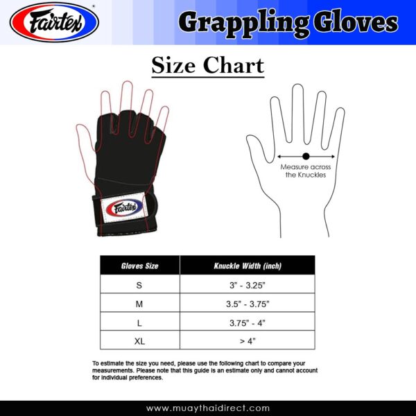 Fairtex FGV18 Super Sparring Grappling Gloves Chart