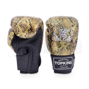 Topking Boxing Snake Skin Gloves Black Gold