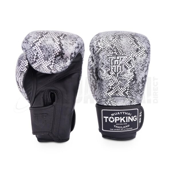 Topking Boxing Snake Skin Gloves Black silver
