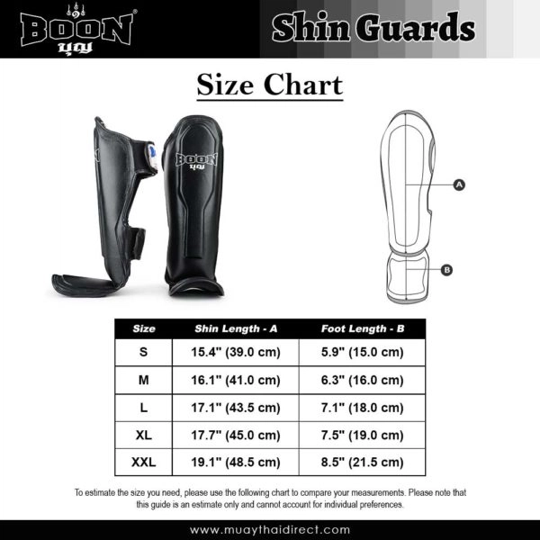 Boon Sport Shin Guards Measurement Chart