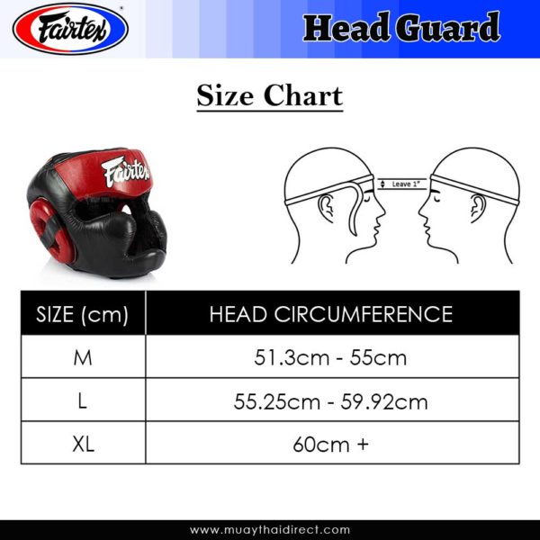 Fairtex HG13 Diagonal Vision Headguard Size Chart