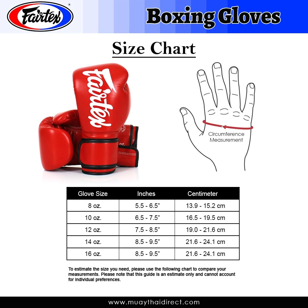Fairtex Boxing Gloves Sizing Chart